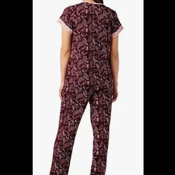 NWT Lucky Brand Women's 2 Piece Drawstring Pajama Set Size M Burgundy $85 YY043 - Picture 2 of 2